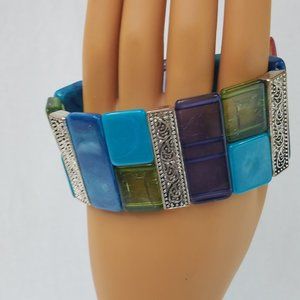 Wide Cuff Stretch Bracelet Multi Color